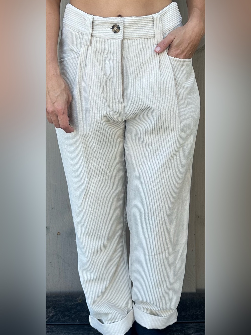 Petal & Pup Cream Corduroy Straight Leg Pants